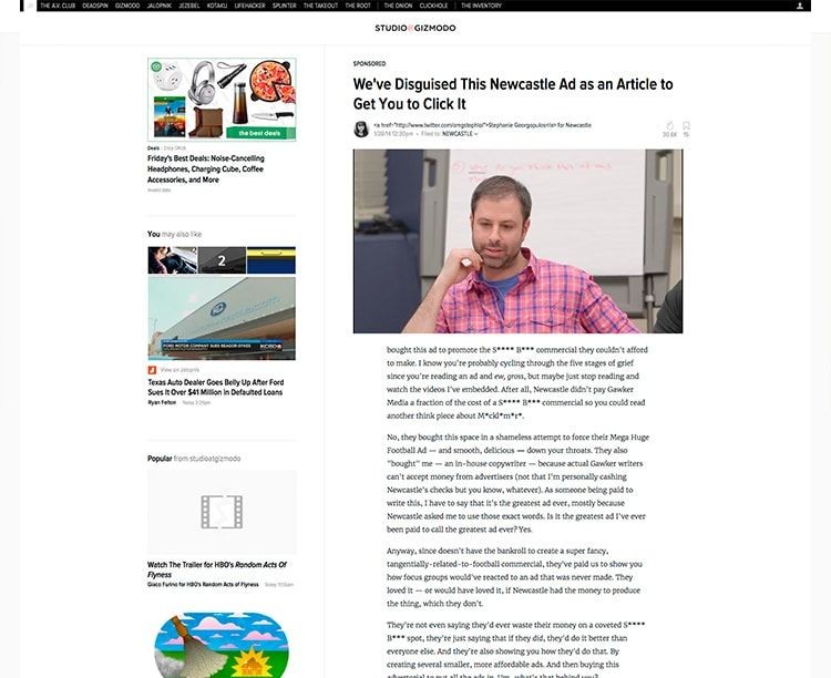 ejemplos de branded content en Gizmodo ejemplos de branded content