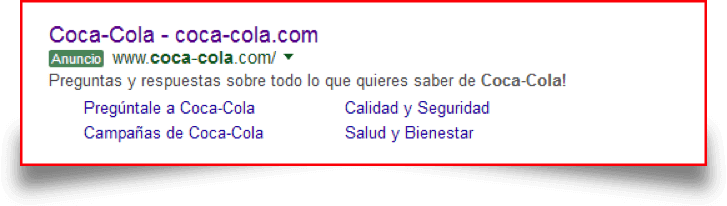 Coca Cola ejemplo de SEM Coca Cola ejemplo de SEM